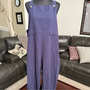 Casual Wide-Leg Blue Cotton Jumper 2XL